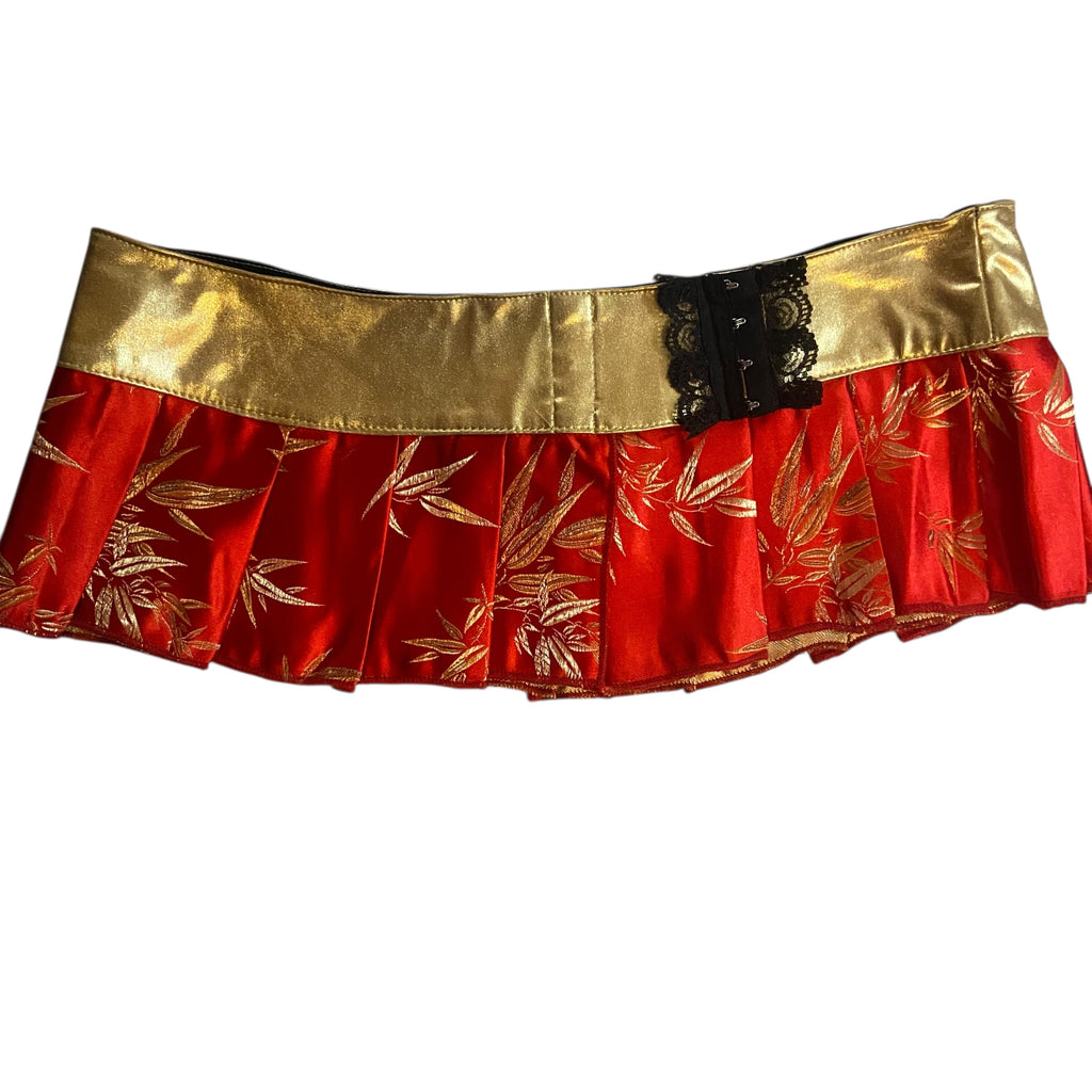 Red & Gold Detail Micro Mini Skirt