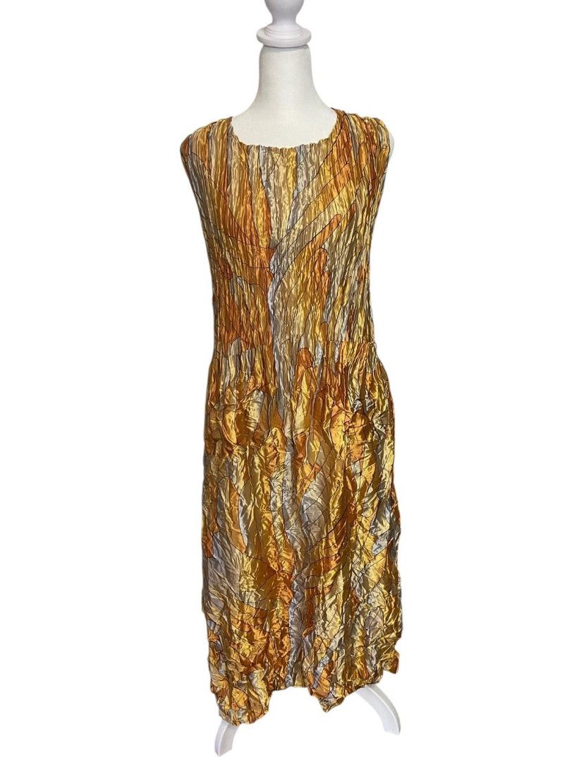 Alquema Golden Feather Smash Pocket Dress Glossy Size 2