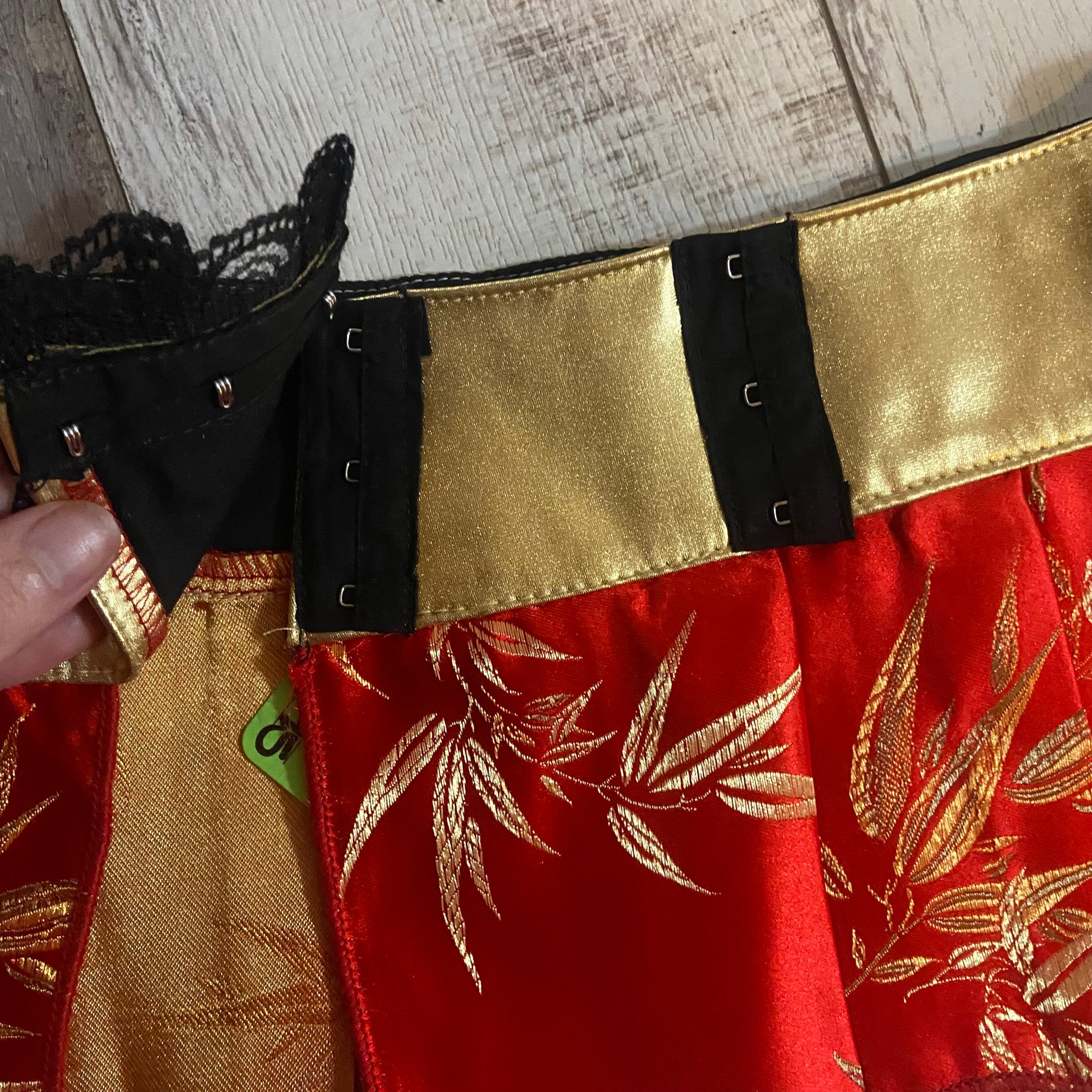 Red & Gold Detail Micro Mini Skirt