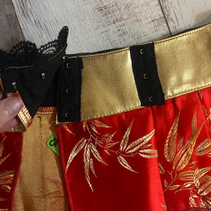 Red & Gold Detail Micro Mini Skirt