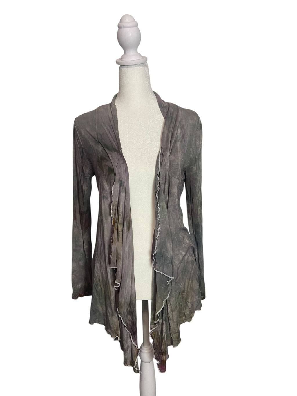 Earth Tie Dye Flounce Cardigan-Small