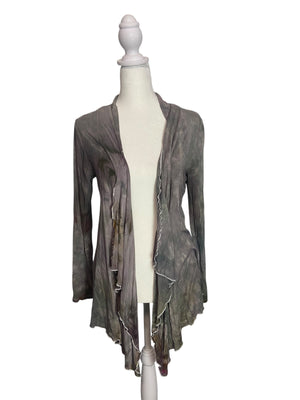 Earth Tie Dye Flounce Cardigan-Small