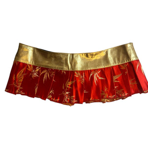 Red & Gold Detail Micro Mini Skirt