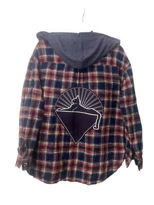 Cats Under The Stars Hooded Flannel- Womens Large