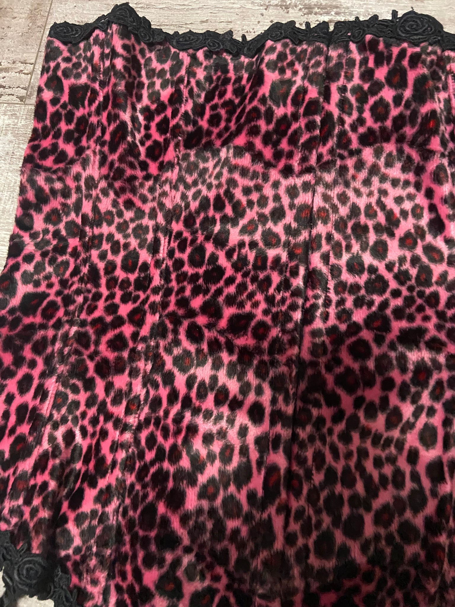 Pink Animal Print Corset w/ Matching Thong- Size 38