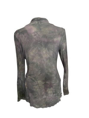 Earth Tie Dye Flounce Cardigan-Small