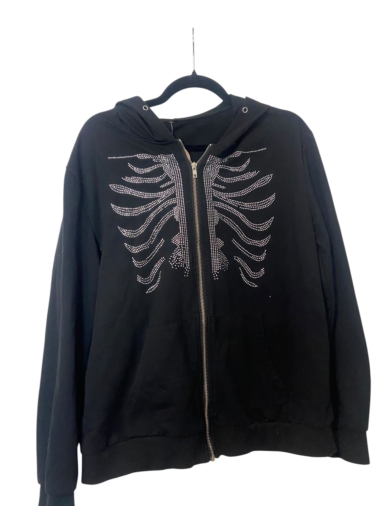 Rhinestone Skull Zip Up- Womens M/L