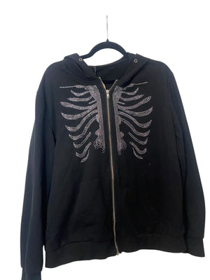 Rhinestone Skull Zip Up- Womens M/L