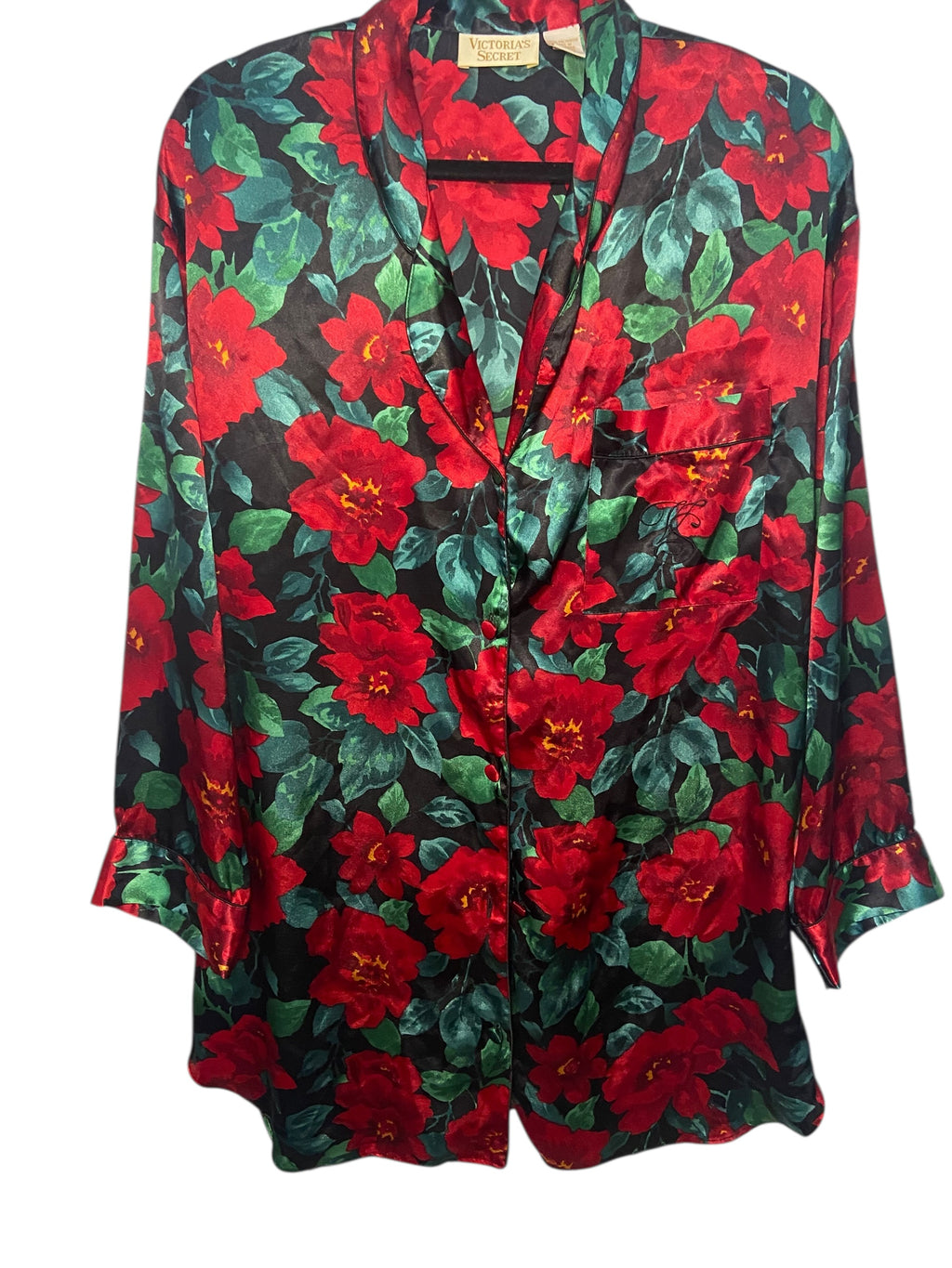 Victorias Secret Vintage Gold Label Holiday Floral Pajama Top-Medium
