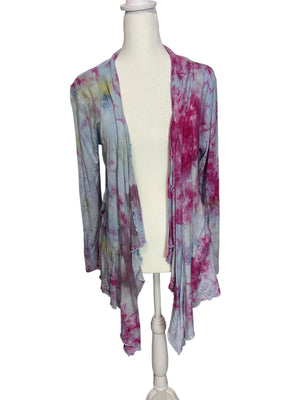 Earth Tie Dye Flounce Cardigan- Medium