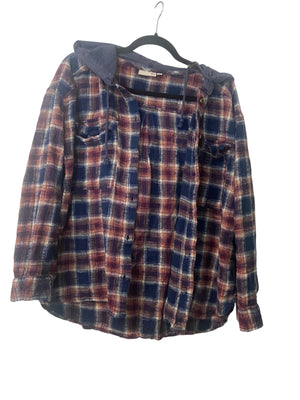 Cats Under The Stars Hooded Flannel- Womens Large