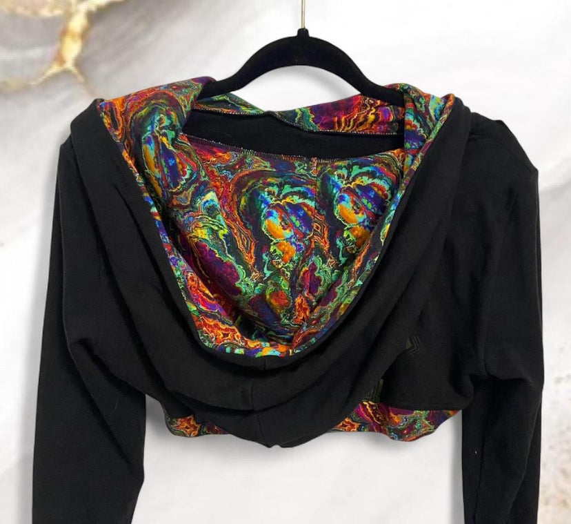 Psychedelic Festival Cropped Hoodie