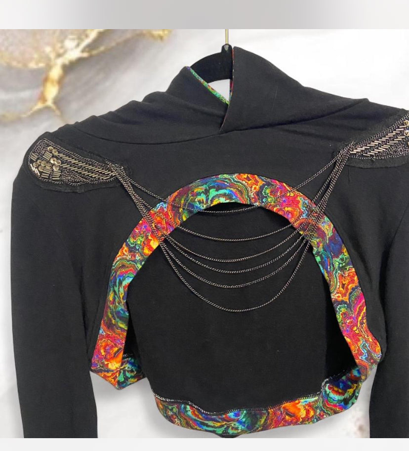 Psychedelic Festival Cropped Hoodie