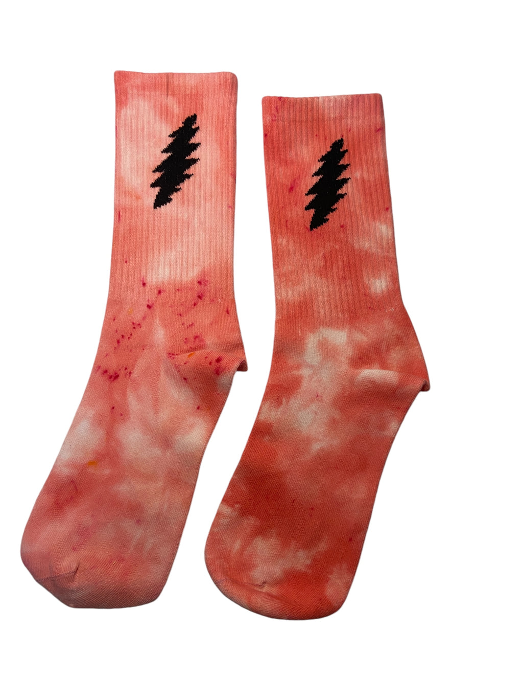 Hot Peach Bolt Crew Socks