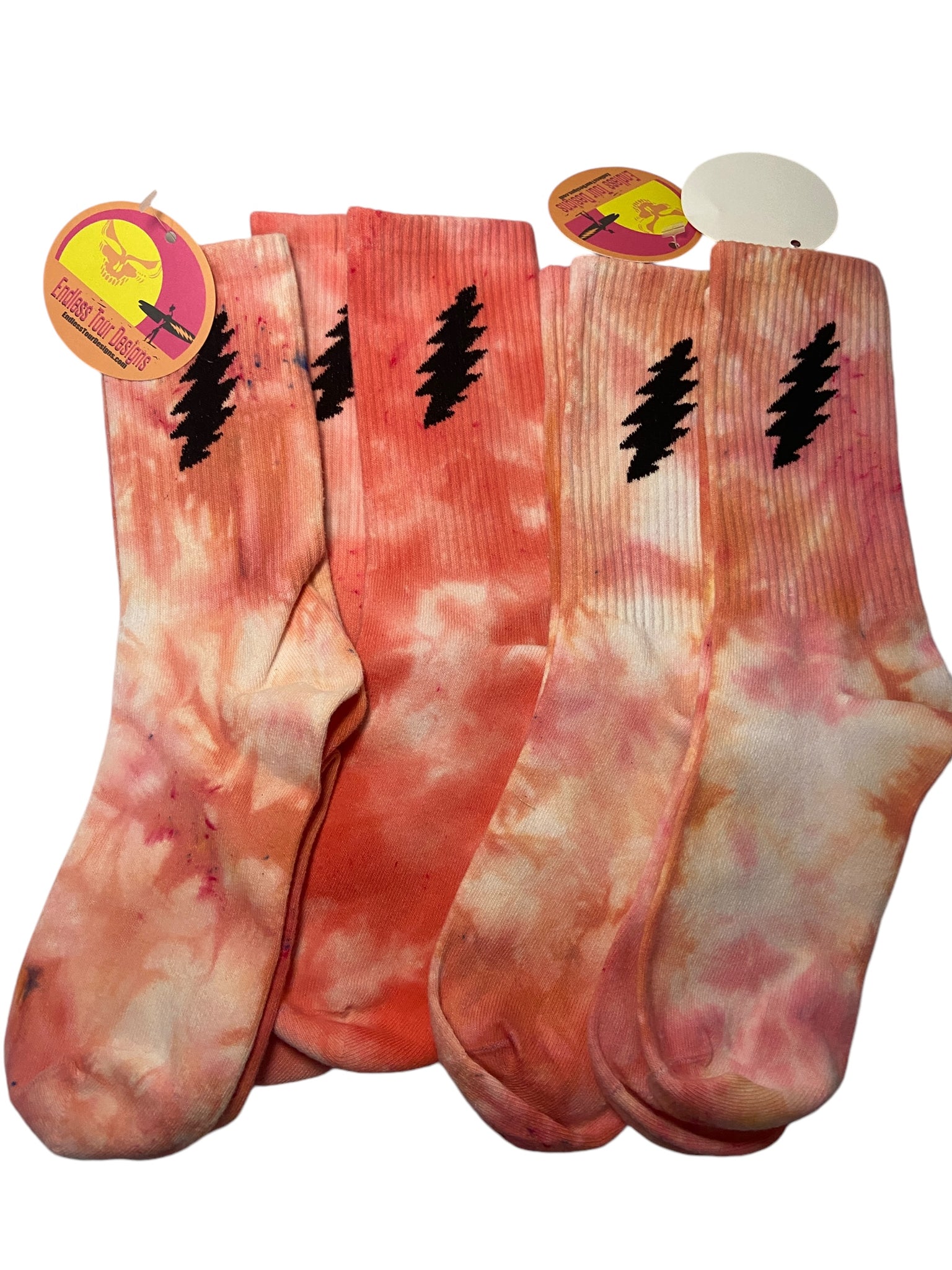 Hot Peach Bolt Crew Socks