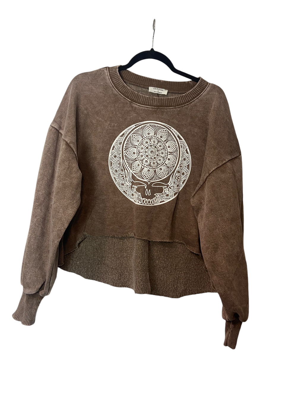 Mandala Stealie Oversized Crop Crewneck