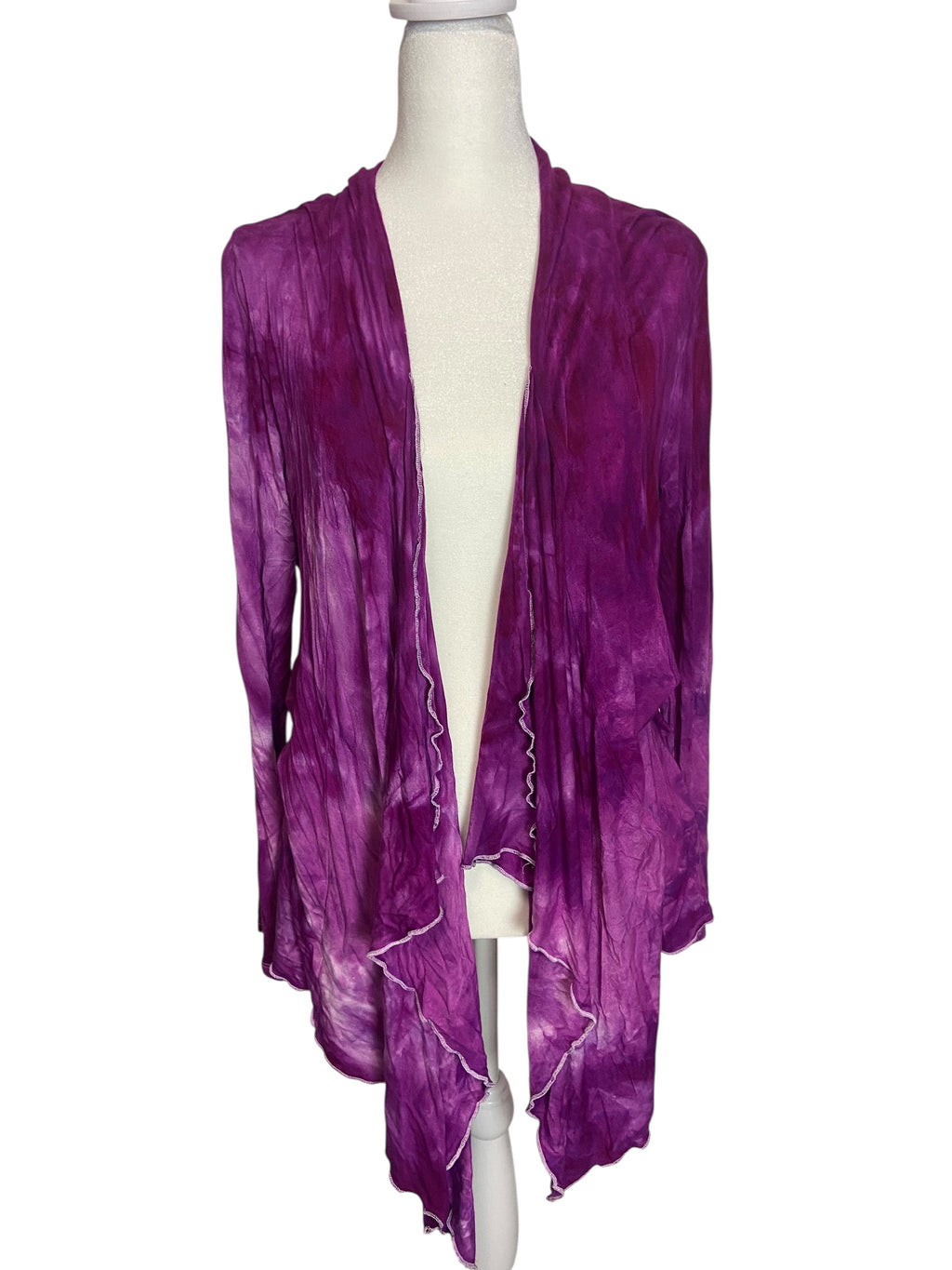Earth Tie Dye Flounce Cardigan-Large