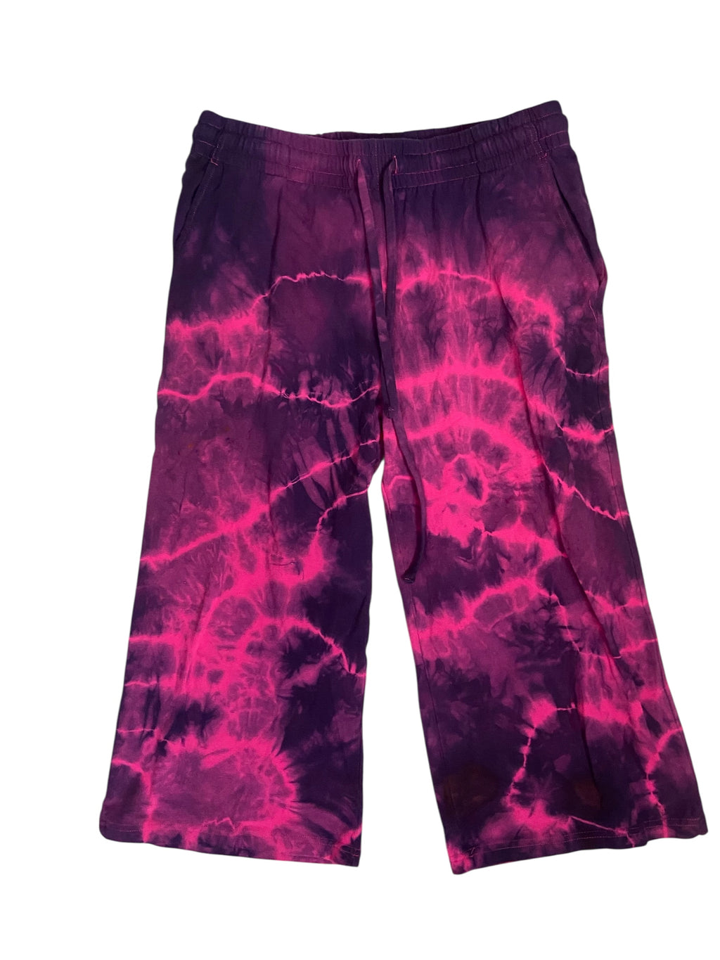 Magenta Tie Dye Capri Sweatpants- Large