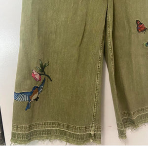 Free People Size 28 Embroidered Wide Leg Jeans